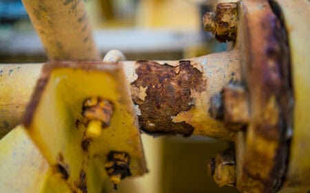 Close up of corroded steel pipe, corrosion of steel, general corrosion, offshore petroleum pipelines.