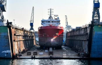 ship in a floating dock