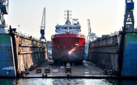 ship in a floating dock