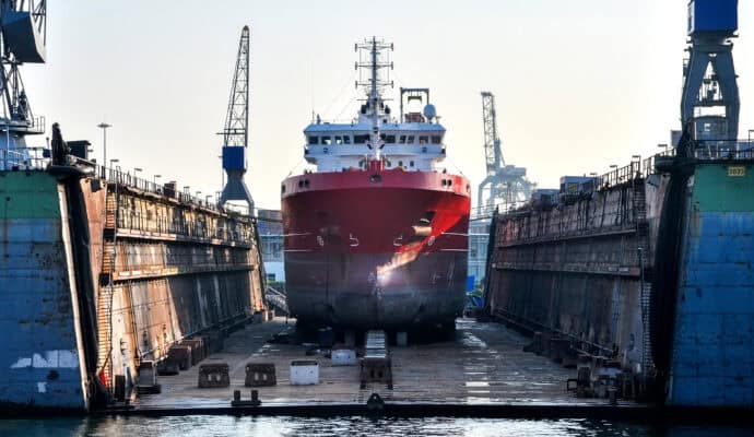 ship in a floating dock